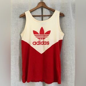 Adidas off white and red logo tank top